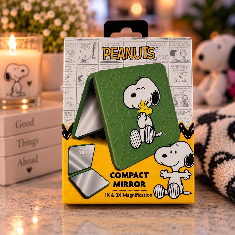 Peanuts Snoopy Woodstock Compact Mirror Green 1X 3X Magnification New